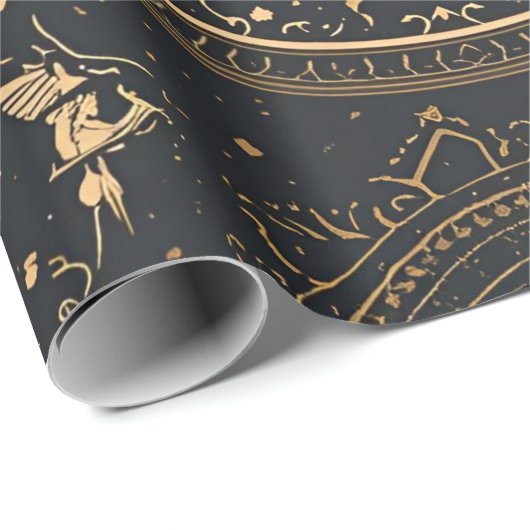 Celestial Gold Baroque Wrapping Paper Cadeaupapier (Rol Hoek)