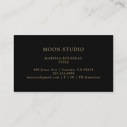 Celestial Gold Black Moon Visitekaartje (Achterkant)