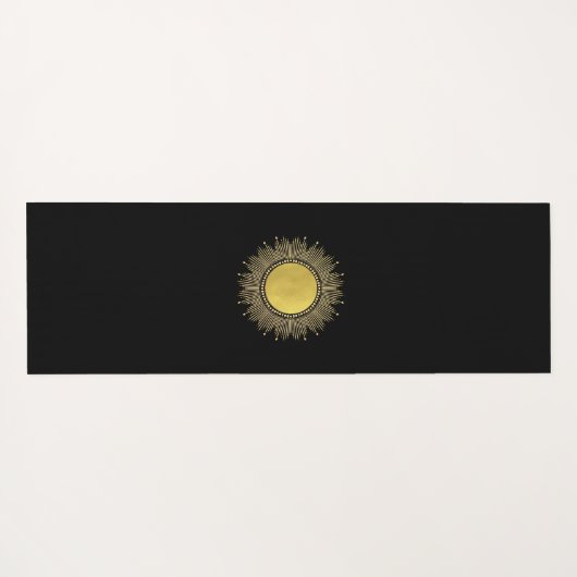 Celestial Gold Black Sun Moon Phase Gepersonalisee Yogamat (Achterkant (horizontaal))
