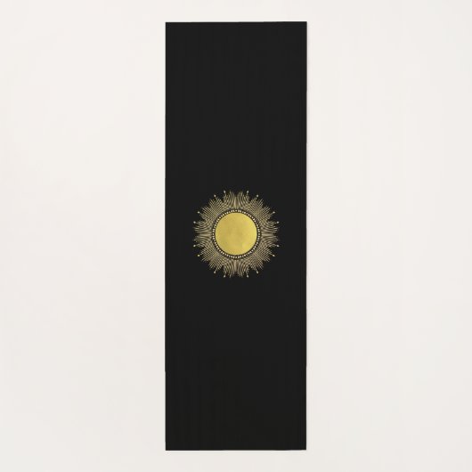 Celestial Gold Black Sun Moon Phase Gepersonalisee Yogamat (Achterkant)