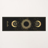 Celestial Gold Black Sun Moon Phase Personalized  Yogamat (Achterkant (horizontaal))