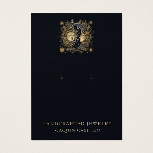 Celestial Gold Black Sun Moon Sieraden Display Kaa Visitekaartje (Voorkant)