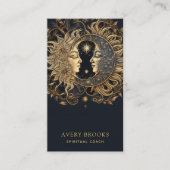 Celestial Gold Black Sun Moon Spiritueel Coach Visitekaartje (Voorkant)
