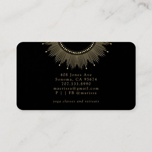 Celestial Gold Black Sun Moon Visitekaartje (Achterkant)