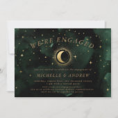 Celestial Gold Crescent Moon Virtual Verloving Kaart (Voorkant)