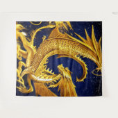 Celestial Gold Dragon Tapestry Wandkleed (Voorkant (horizontaal))