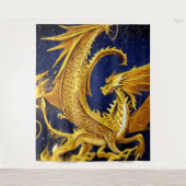 Celestial Gold Dragon Tapestry Wandkleed (Voorkant)