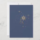 Celestial Gold en Navy Blue Sterren Bruiloft Kaart (Achterkant)