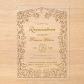 Celestial Gold Exclusive Quinceanera Acryl Uitnodigingen (Voorkant)