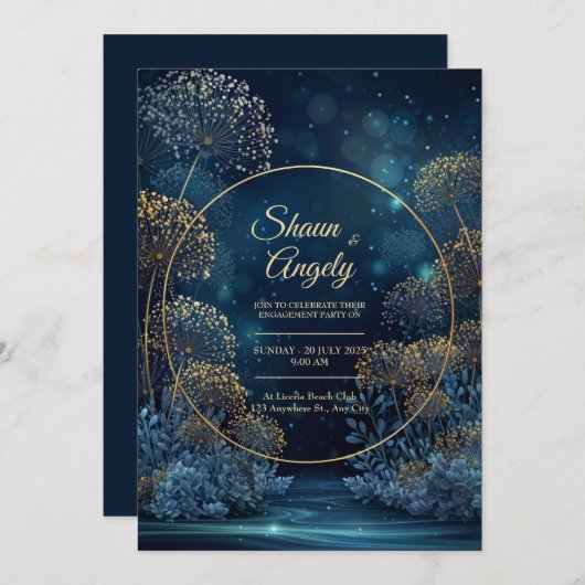 Celestial Gold Forest Circle Wedding Kaart (Voorkant / Achterkant)