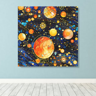 Celestial Gold Galaxy Canvas Art Afdruk