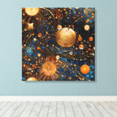 Celestial Gold Galaxy Canvas Art Afdruk (Insitu (Houten vloer))