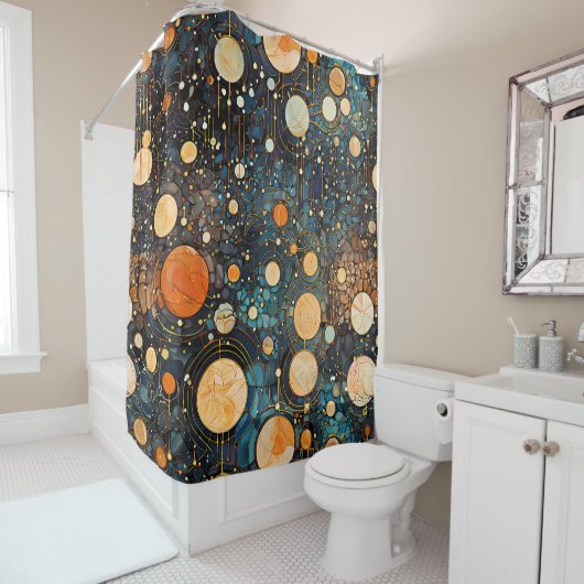 Celestial Gold Galaxy Douchegordijn (In situ)