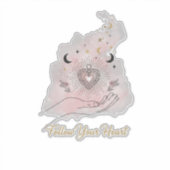 Celestial Gold Heart Sticker - "Follow Your Heart" (Voorkant)