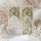 Celestial Gold & Jade Islamitische bruiloft Kaart