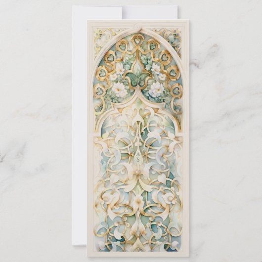 Celestial Gold & Jade Islamitische bruiloft Kaart (Achterkant)
