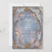 Celestial Gold Lijst Galaxy Wedding Invitation Kaart (Voorkant)