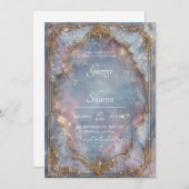 Celestial Gold Lijst Galaxy Wedding Invitation Kaart (Voorkant / Achterkant)