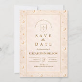 Celestial Gold Moon Quinceañera Save The Date (Voorkant)