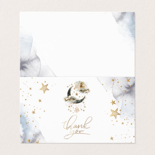 Celestial Gold Moon Stars Dank je kaart Visitekaartje (Buitenkant ongevouwen)
