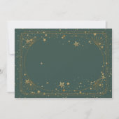 Celestial Gold Moon Stars Frame Green Save The Date (Achterkant)