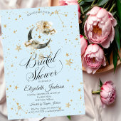 Celestial Gold Moon Stars Light Blue Kaart