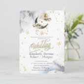 Celestial Gold Moon Stars Waterverf Kaart (Staand voorkant)