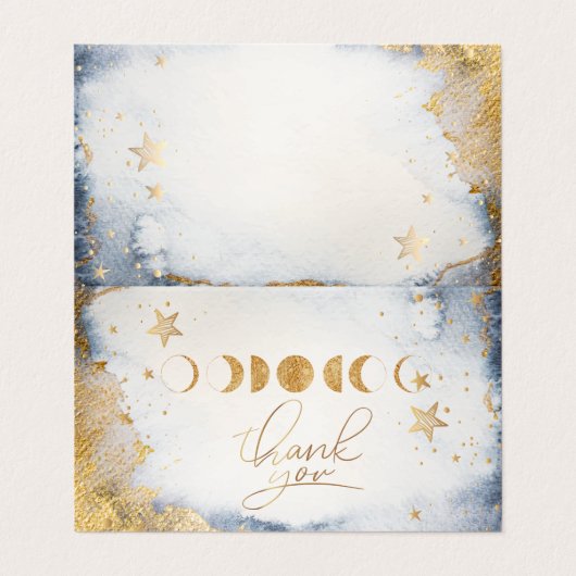 Celestial Gold Moon, Sterren Waterverf Dank u Visitekaartje (Buitenkant ongevouwen)