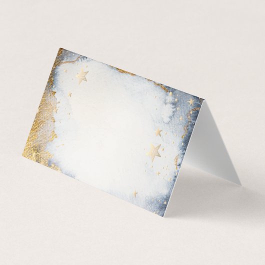 Celestial Gold Moon, Sterren Waterverf Dank u Visitekaartje (Achterkant)