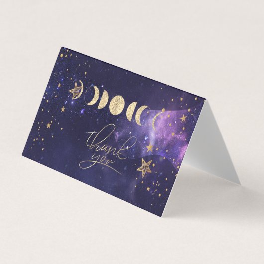 Celestial Gold Moons Stars Thank You Card Visitekaartje (Voorkant)