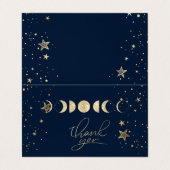 Celestial Gold Moons Sterren Dank je Kaart Visitekaartje (Buitenkant ongevouwen)