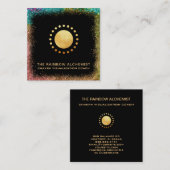 *~* Celestial Gold Sacred Geometry Chakra Glitter Vierkante Visitekaartje (Voorkant / Achterkant)
