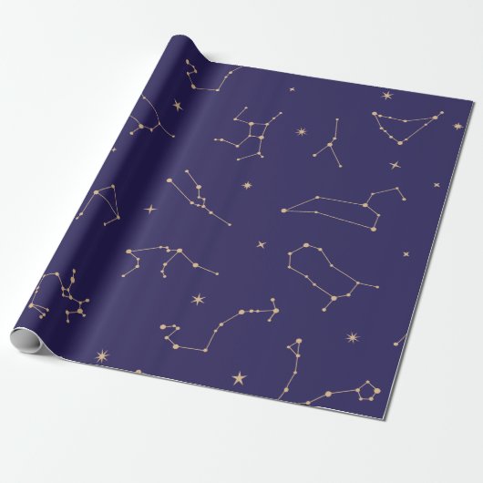 Celestial Gold Star Solareclipse Thema Cadeaupapier (Uitgerold)
