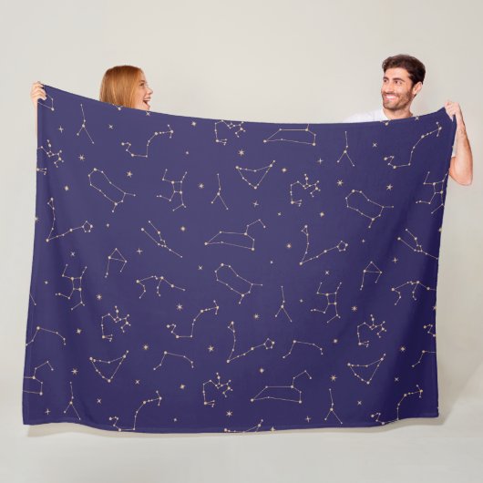 Celestial Gold Star Solareclipse Thema Fleece Deken (In situ)