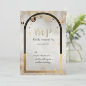 Celestial Gold Star Sun Moon Galaxy RSVP Kaart (Staand voorkant)