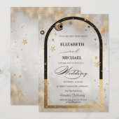 Celestial Gold Star Zon Maan Galaxy Bruiloft Kaart (Voorkant / Achterkant)