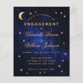 Celestial Gold Stars Budget Verloving Invitation (Voorkant)