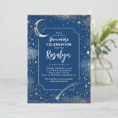 Celestial Gold Stars en Moon Night Quinceanera Kaart (Staand voorkant)