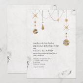 Celestial Gold Stars en Moon Wedding Invitation Kaart (Voorkant / Achterkant)