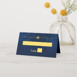 Celestial Gold Stars Midnight Blue Romantic Plaatskaartje