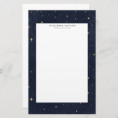 Celestial Gold Stars Monogram Stationery Briefpapier (Voorkant / Achterkant)