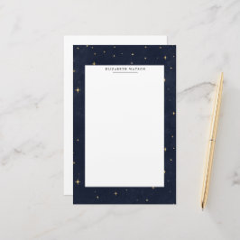 Celestial Gold Stars Monogram Stationery Briefpapier
