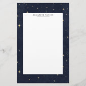 Celestial Gold Stars Monogram Stationery Briefpapier (Voorkant)