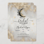 Celestial Gold Stars Moon Feather Bridal Luncheon Kaart (Voorkant / Achterkant)
