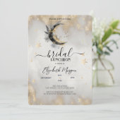 Celestial Gold Stars Moon Feather Bridal Luncheon Kaart (Staand voorkant)