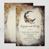 Celestial Gold Stars Moon Feather Dark Kaart (Voorkant / Achterkant)
