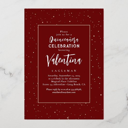 Celestial Gold Stars Moon Night Quinceanera Foto Folie Uitnodiging (Achterkant)