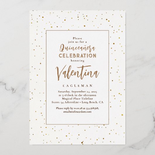 Celestial Gold Stars Moon Night Quinceanera Foto Folie Uitnodiging (Achterkant)