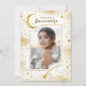 Celestial Gold Stars Moon Night Quinceanera Foto Kaart (Voorkant)