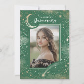 Celestial Gold Stars Moon Night Quinceanera Foto Kaart (Voorkant)